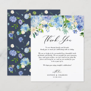 Blue Hydrangea Blommigt Bröllop - tackkort