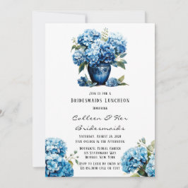 Blue Hydrangea Blommigt Butterfly Bridesmaids Lunc Inbjudningar