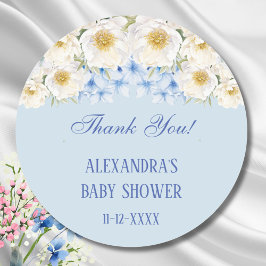 Blue Hydrangea Blommigt Garden Baby Shower Tack Runt Klistermärke