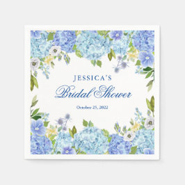 Blue Hydrangea Blommigt Greenery Möhippa Papper Pappersservett