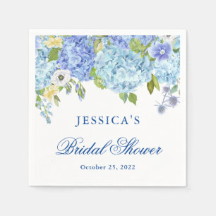 Blue Hydrangea Blommigt Greenery Möhippa Papper Pappersservett