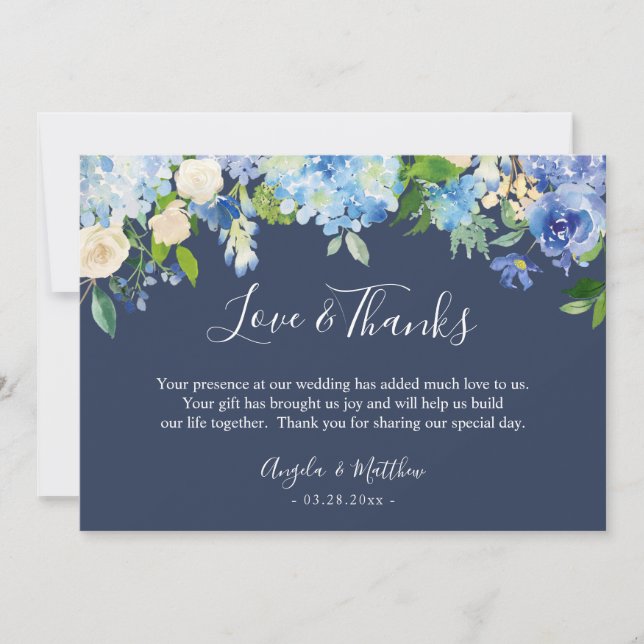 Blue Hydrangea Blommigt Hand Lettering Tack (Framsida)