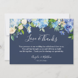 Blue Hydrangea Blommigt Hand Lettering Tack Kort