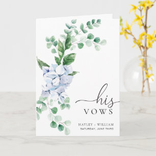 Blue Hydrangea Blommigt Hans Vows Bröllop Card Kort