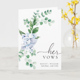 Blue Hydrangea Blommigt Hennes Vows Bröllop Card Kort