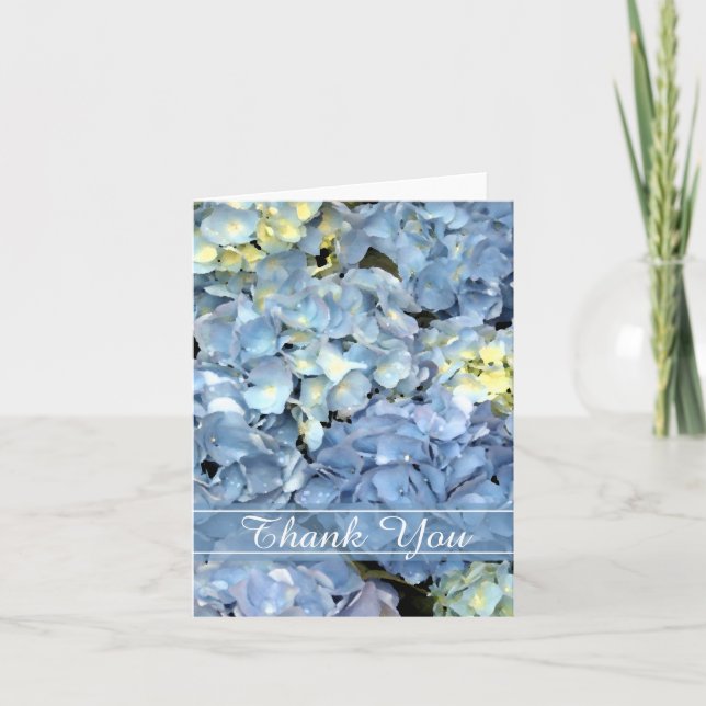 Blue Hydrangea Blommigt Tack Kort (Framsida)