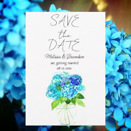 Blue Hydrangea Blommigt Watercolor Rustic Bröllop Inbjudningar
