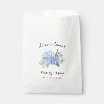 Blue Hydrangea Blommigt Wedor Favor Bag
