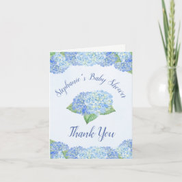 Blue Hydrangea Blommigts Baby Shower Tack Kort