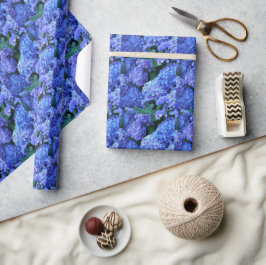 Blue Hydrangea Blommönster Presentpapper