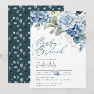 Blue Hydrangea Blommor Lämnar Babykläder Inbjudningar