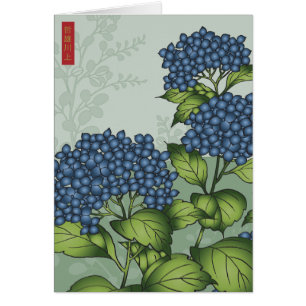 Blue Hydrangea Bloom Hälsningskort