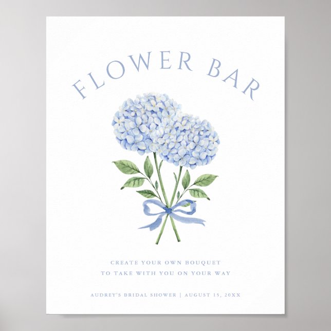 Blue Hydrangea Blooms Bouquet Flower Pub Poster (Framsidan)