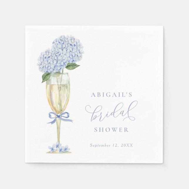 Blue Hydrangea Blooms Bridal Shower Pappersservett (Framsidan)