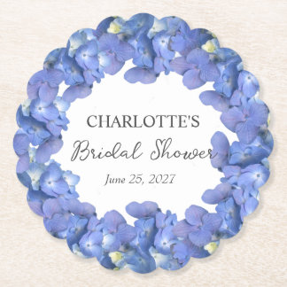 Blue Hydrangea Blooms Personalized Bridal Shower Underlägg Papper