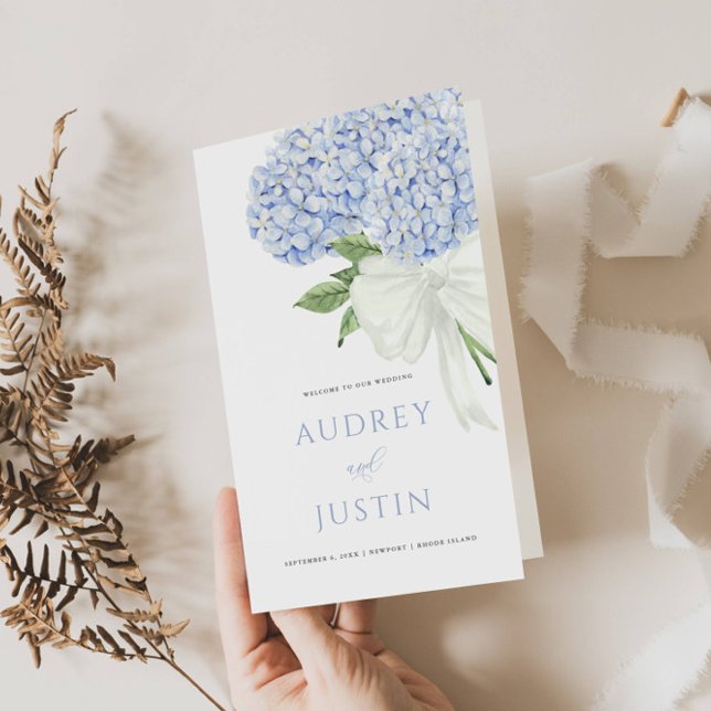 Blue Hydrangea Blooms Thick Paper Program (Skapare uppladdad)