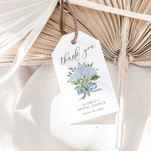 Blue Hydrangea Bouquet Blue Ribbon Möhippa Presentetikett