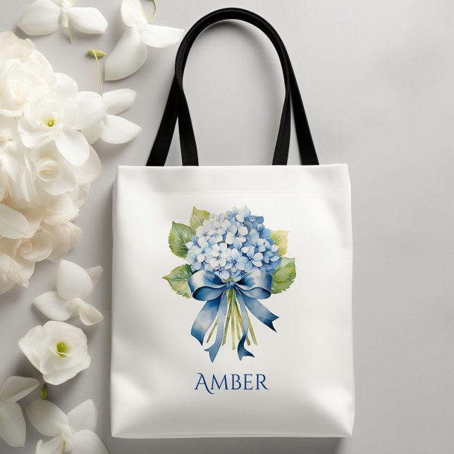 Blue Hydrangea Bouquet Bridesmaid Tygkasse (Blue Hydrangea Bridesmaid Tote)