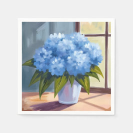 Blue Hydrangea Bouquet Floral Painting Pappersservett