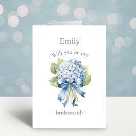 Blue Hydrangea Bouquet | Frieri i Bridesmaid Inbjudan