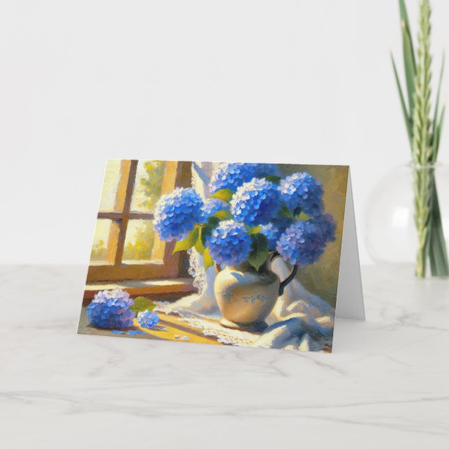 Blue Hydrangea Bouquet Kort (Framsida)