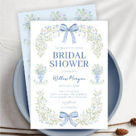 Blue Hydrangea Bow Bridal Shower Invitation Inbjudningar