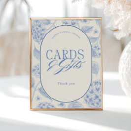 Blue Hydrangea Bridal Shower Cards Gifts Poster