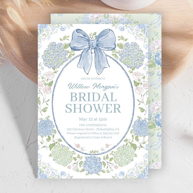 Blue Hydrangea Bridal Shower Invitation Inbjudningar (Skapare uppladdad)