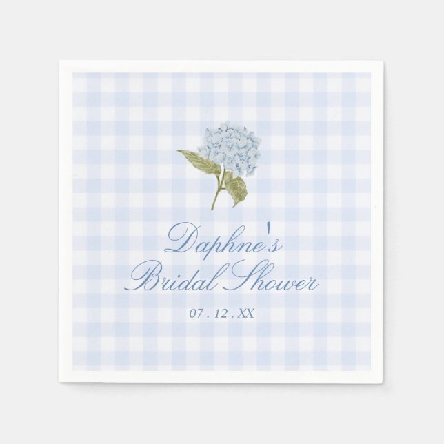 Blue Hydrangea Bridal Shower Pappersservett (Framsidan)