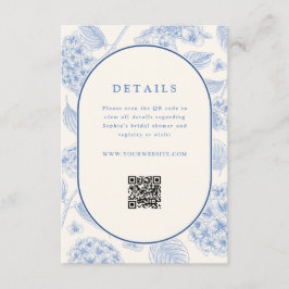 Blue Hydrangea Bridal Shower QR Code  Tilläggskort