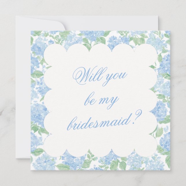 Blue Hydrangea Bridesmaid Proposal Card (Framsida)