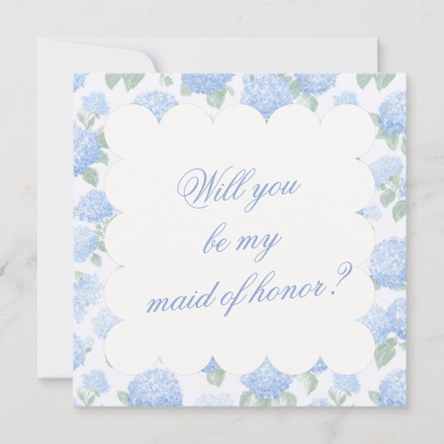 Blue Hydrangea Bridesmaid Proposal Card (Framsida)