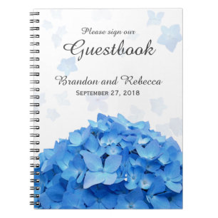 Blue Hydrangea Bröllop Guestbook Anteckningsbok