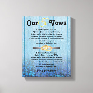 Blue Hydrangea Bröllop Vows på Canvas
