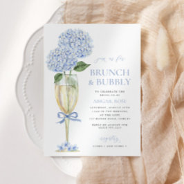 Blue Hydrangea Brunch och Bubly Serif Champagne Inbjudningar