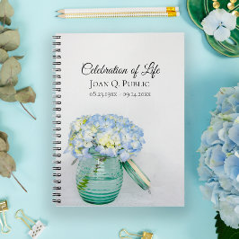Blue Hydrangea Burk Firande i Life Guest Bok Anteckningsbok