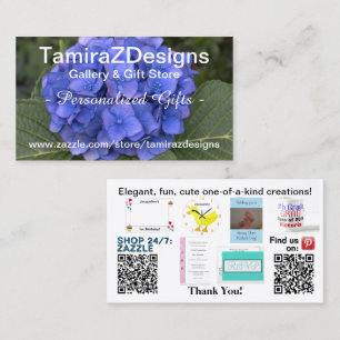 Blue Hydrangea Business Contact Scan QR Codes Visitkort