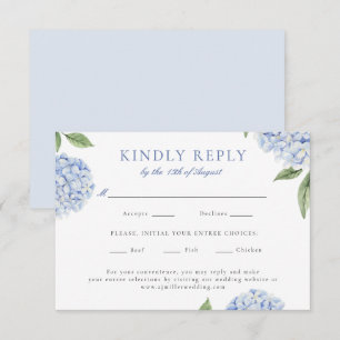 Blue Hydrangea Classic Food Choice Bröllop Reply OSA Kort