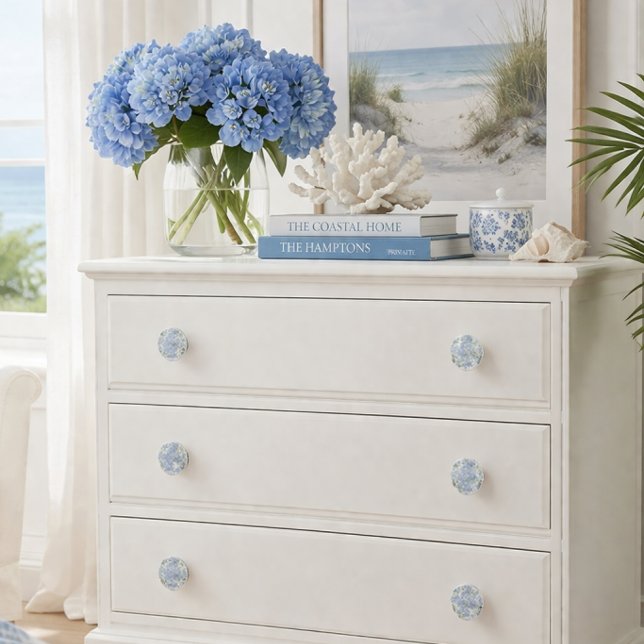 Blue Hydrangea Coastal Cabinet Knob Knopp (Elevate your space with blue hydrangea cabinet knobs for a timeless coastal look)