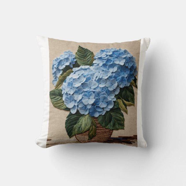 Blue Hydrangea Elegance Kudde (Framsida)