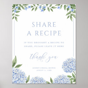 Blue Hydrangea en Recept Shower Poster