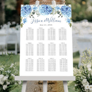Blue Hydrangea Eucalyptus 12 Bord SEATING CHART Poster