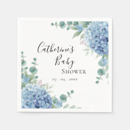 Blue Hydrangea Floral Baby Shower Pappersservett