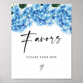 Blue Hydrangea Floral Bridal Shower Favors Poster