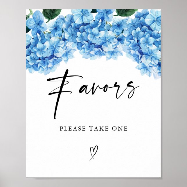 Blue Hydrangea Floral Bridal Shower Favors Poster (Framsidan)