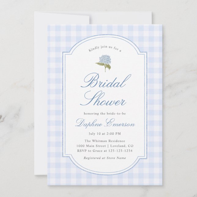 Blue Hydrangea Floral Bridal Shower Inbjudningar (Framsida)