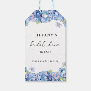 Blue Hydrangea Floral Bridal Shower Tack Presentetikett