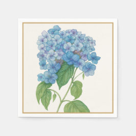 Blue Hydrangea Floral Cocktail Napkin | Elegant Pappersservett