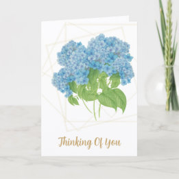 Blue Hydrangea Floral | Custom Thinking of You Car Kort