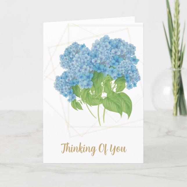 Blue Hydrangea Floral | Custom Thinking of You Car Kort (Framsida)